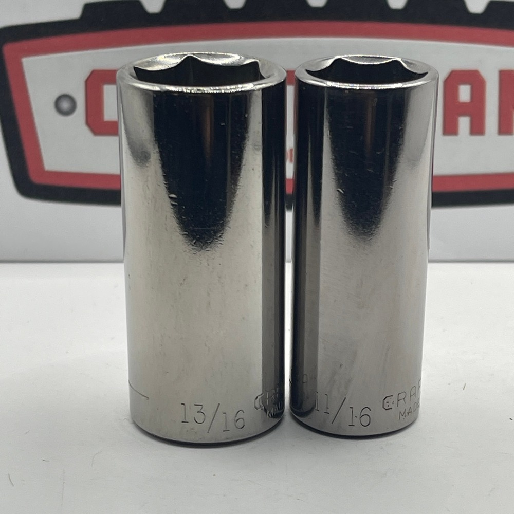 Craftsman 3/8 Drive‎ Deep Well Socket Set 11/16 13/16 6 Point USA 43336 43338
